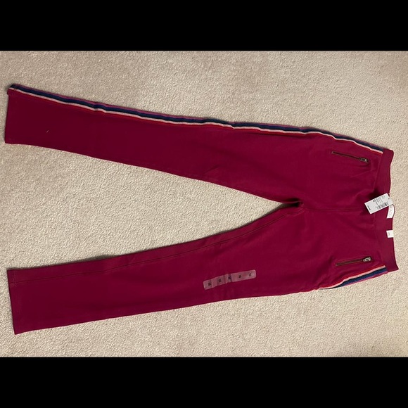 Girls Burgundy 5-Stripped Leggings - Picture 2 of 5